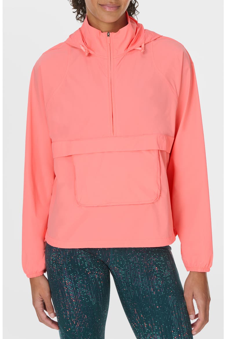 Ultimate Packaway Pullover Running Jacket, Main, color, MELON PINK