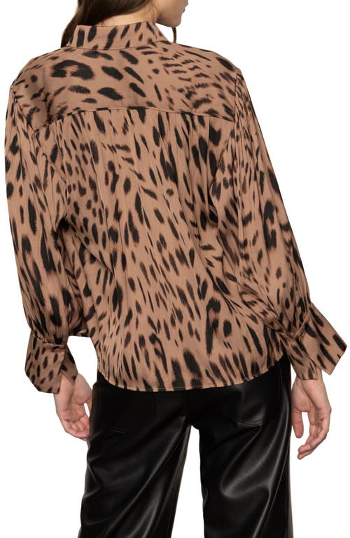 Sanctuary Rebel Abstract Animal Print Button-up Shirt In Gold