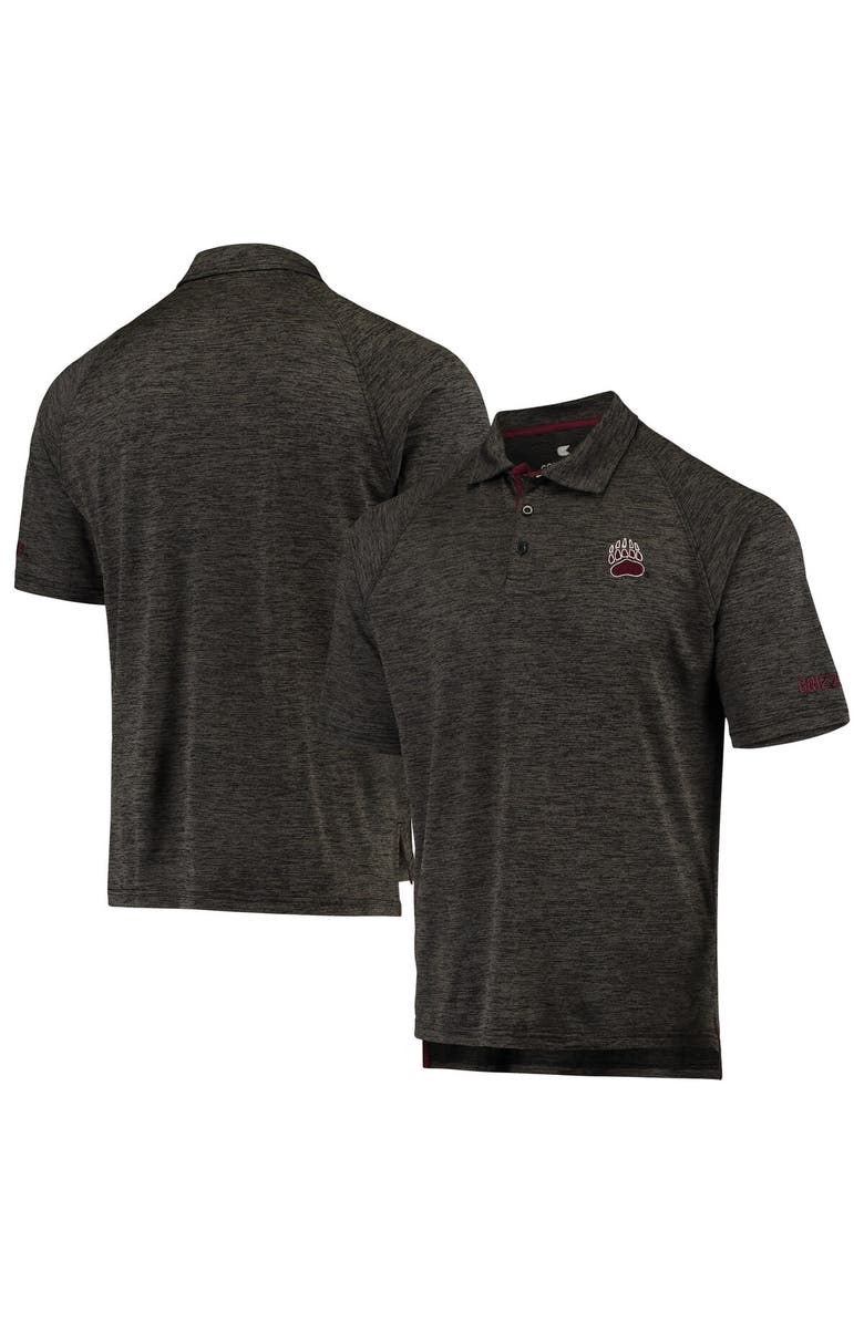 COLOSSEUM Men's Colosseum Heathered Black Montana Grizzlies Down Swing Raglan Polo, Main, color, Heather Black