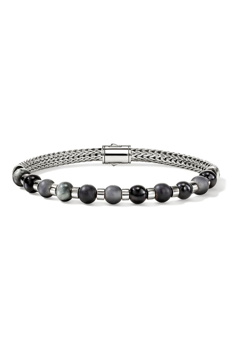 Beaded Chain Bracelet, Main, color, SILVER