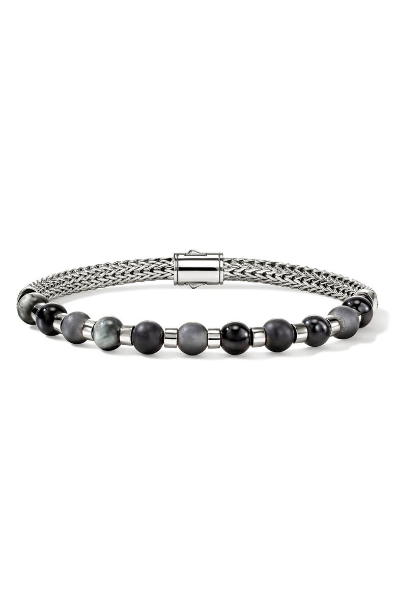John Hardy Beaded Chain Bracelet, Main, color, Silver