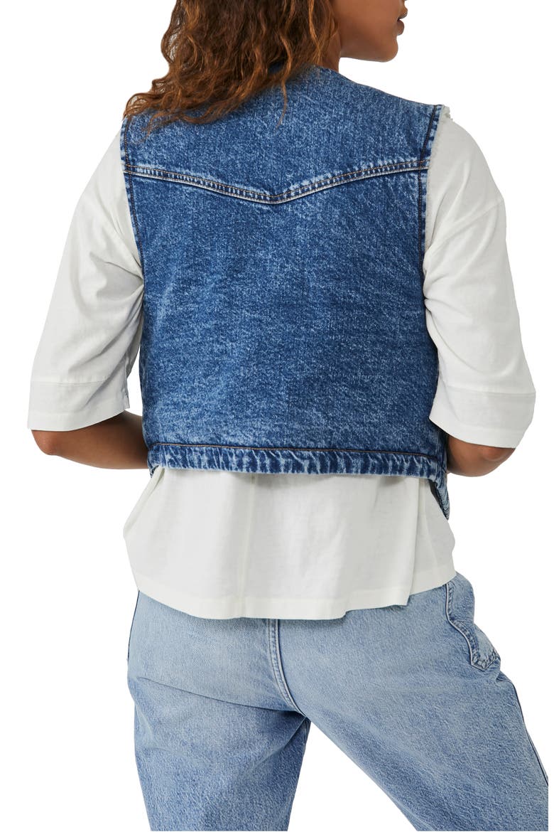 Florence Ranch Crop Denim Vest, Alternate, color, LIGHT BLUE