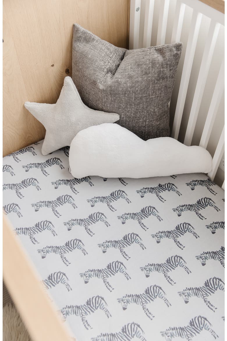 Zebra Cuddle Blanket & Fitted Crib Sheet Set, Alternate, color, GRAY