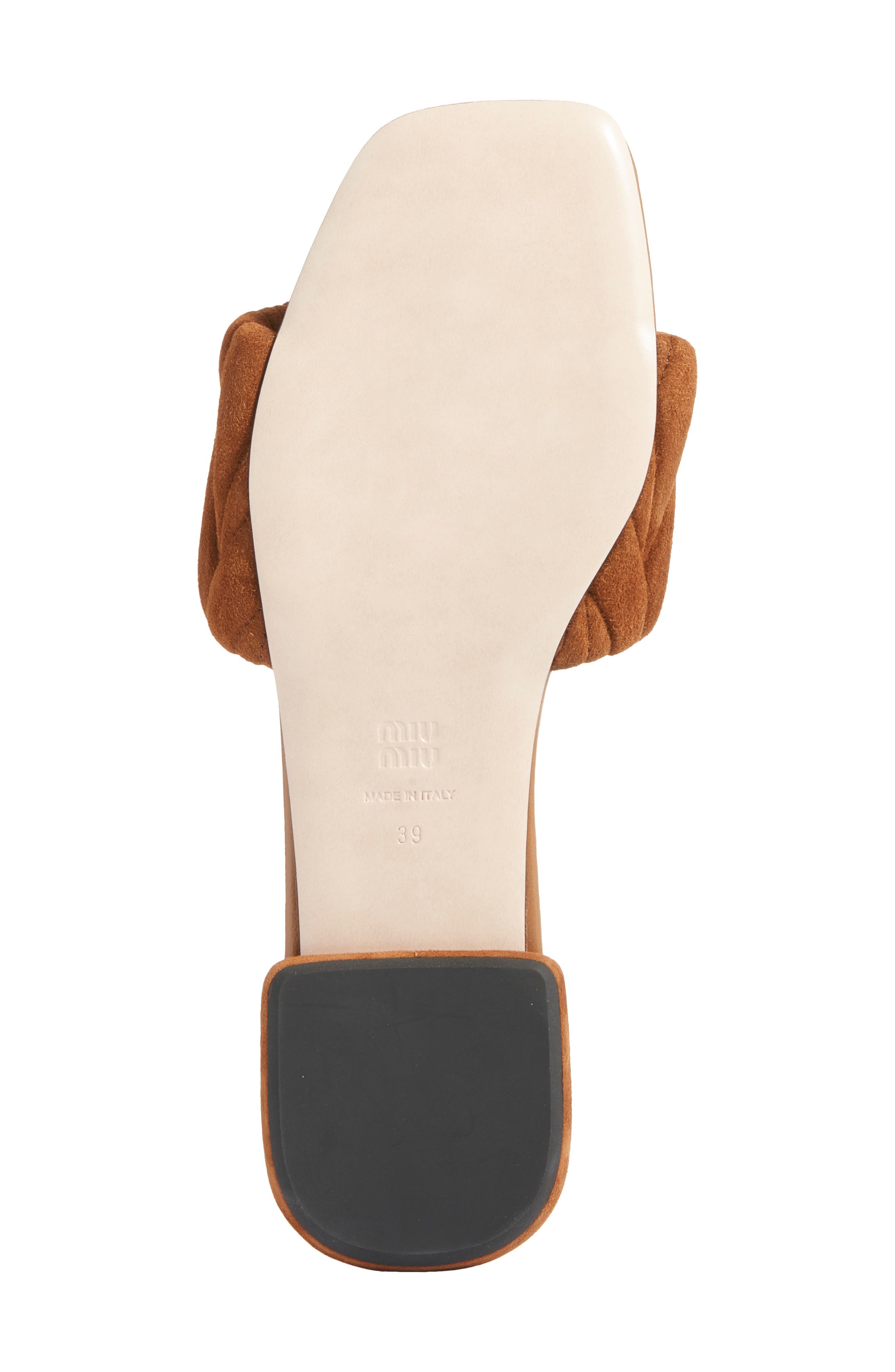 Miu Miu Matelassé Slide Sandal, Alternate, color, Rovere