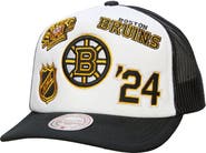 Mitchell & Ness Men's Mitchell & Ness White/Black Boston Bruins Gridlock Trucker Adjustable Hat