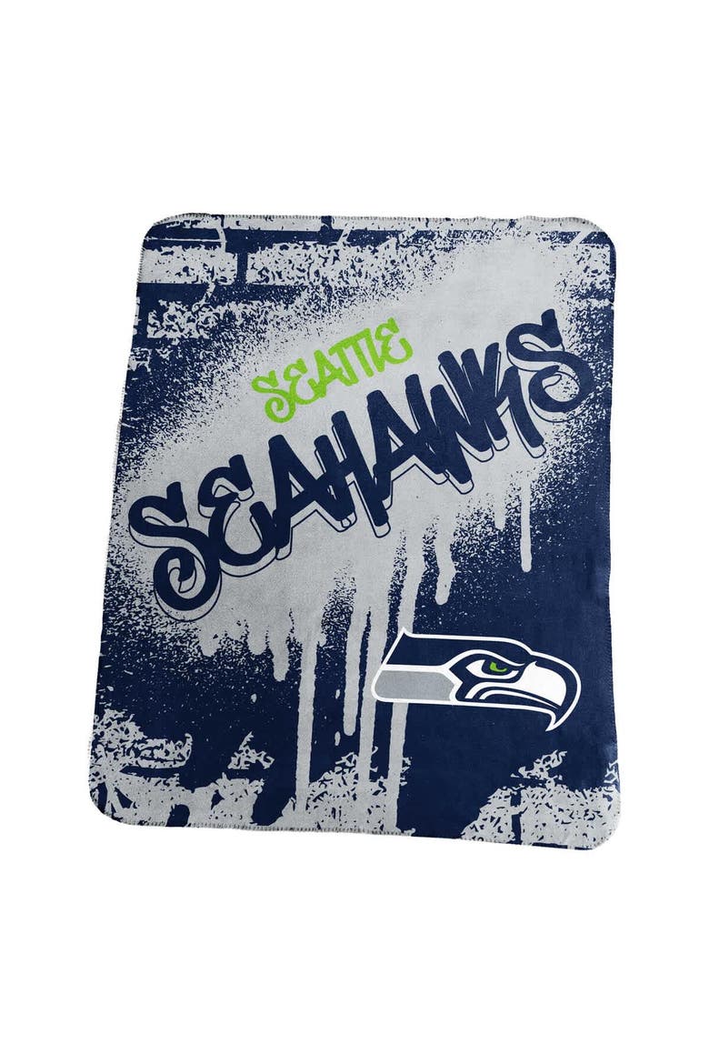 Seattle Seahawks 50" x 60" Classic Graffiti Fleece Throw Blanket, Main, color, Navy
