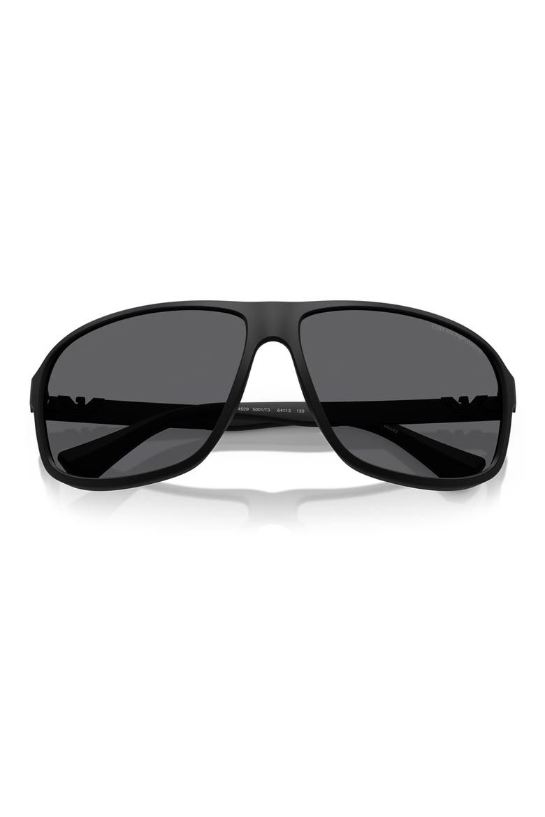 64mm Polarized Square Sunglasses, Alternate, color, MATTE BLACK / GREY POLAR