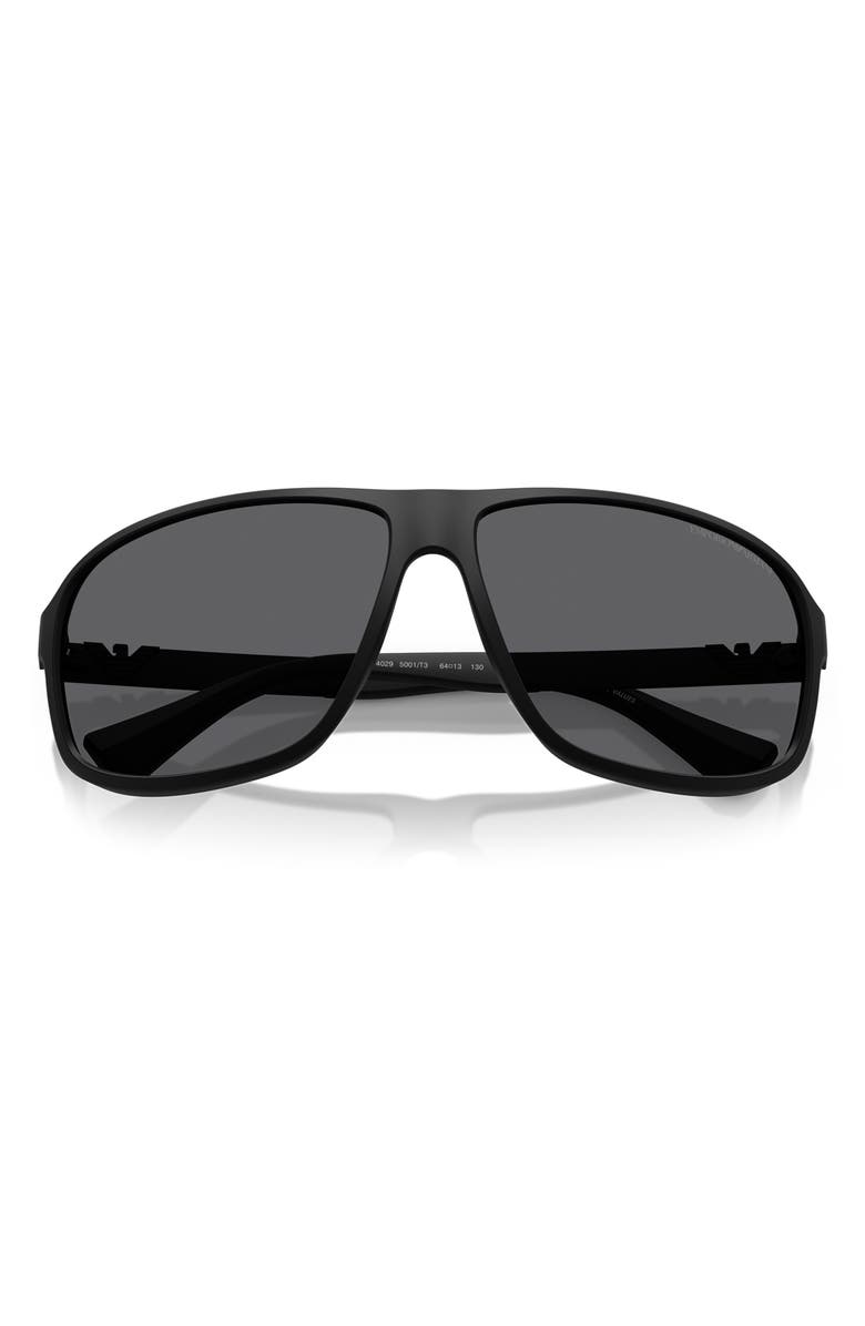 Emporio Armani 64mm Polarized Square Sunglasses, Alternate, color, Matte Black / Grey Polar