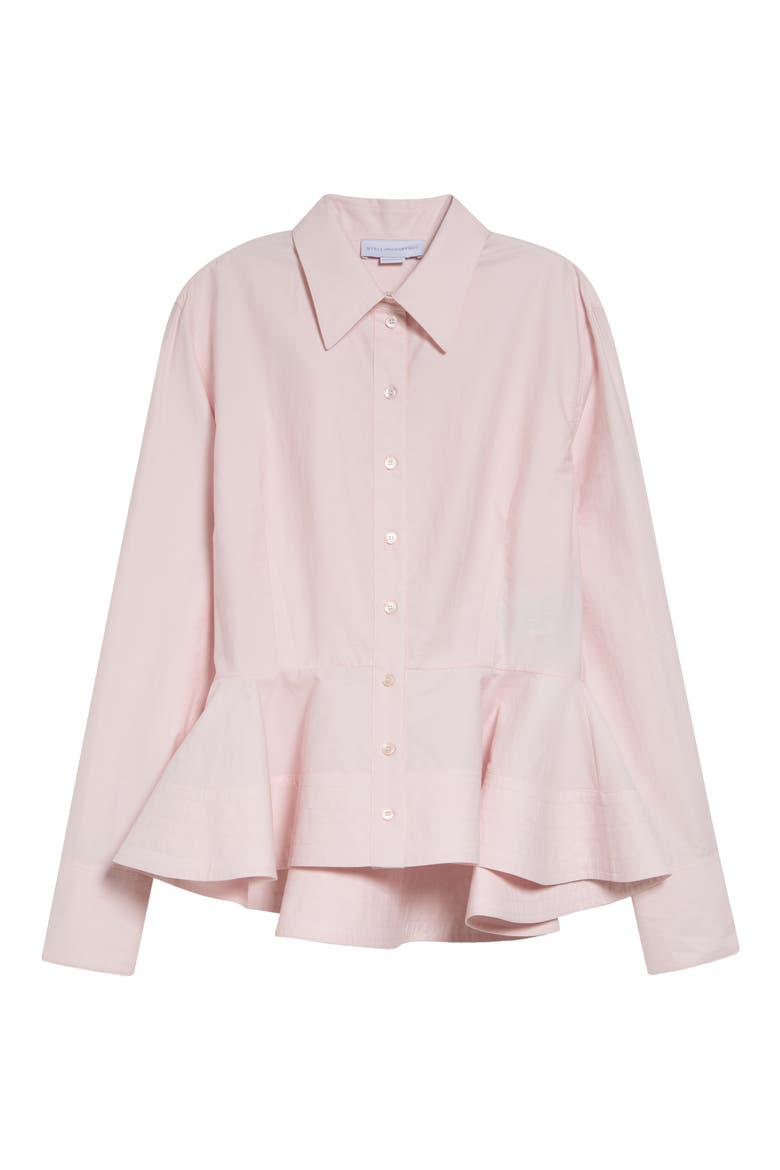 Cotton Blend Peplum Button-Up Shirt, Main, color, BABY PINK