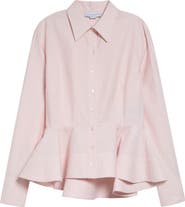 Stella McCartney Cotton Blend Peplum Button-Up Shirt