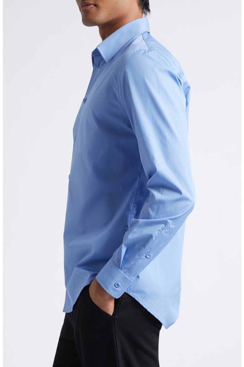 Sam Equestrian Knight Design Cotton Poplin Button-Up Shirt, Alternate, color, CORNFLOWER BLUE