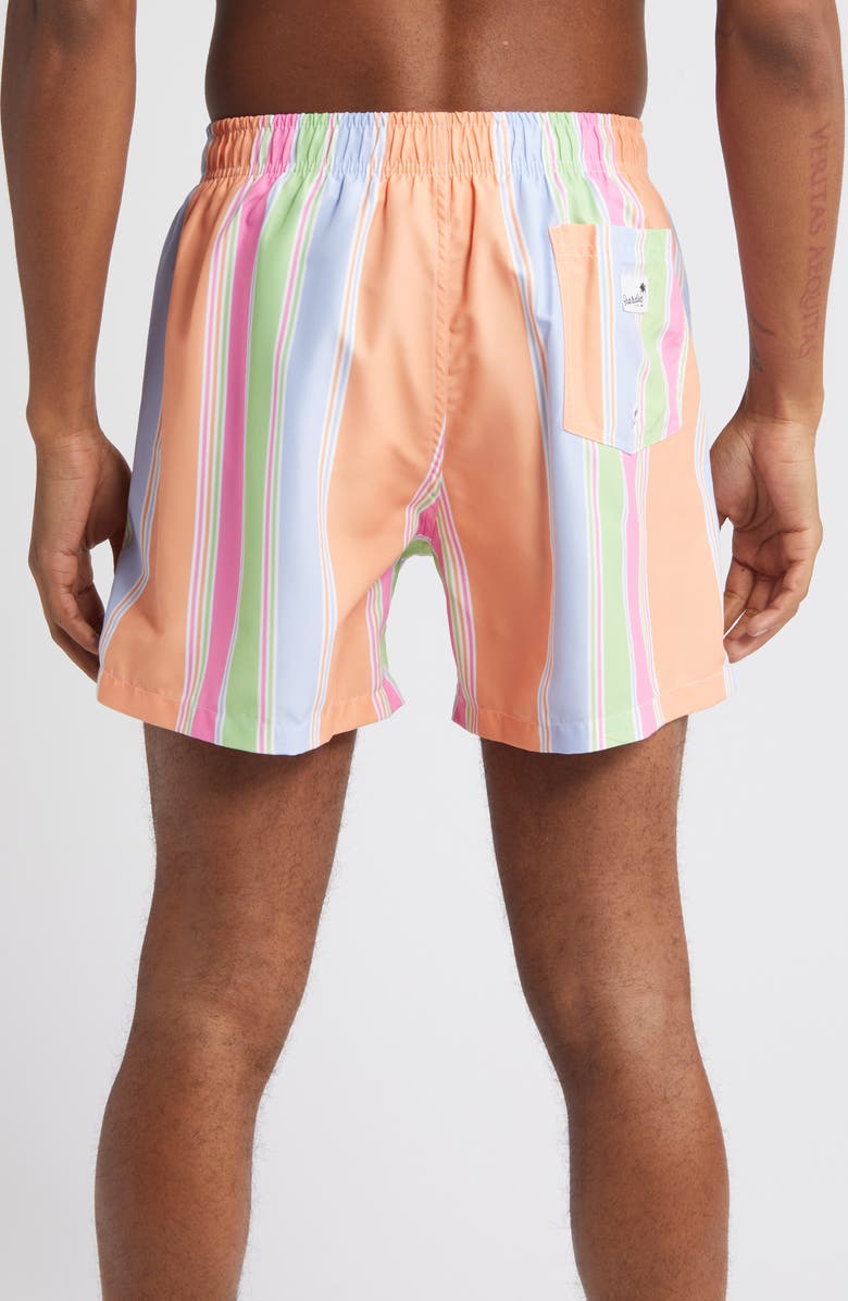 Boardies Citrus Stripe Mid Length Swim Trunks, Alternate, color, 