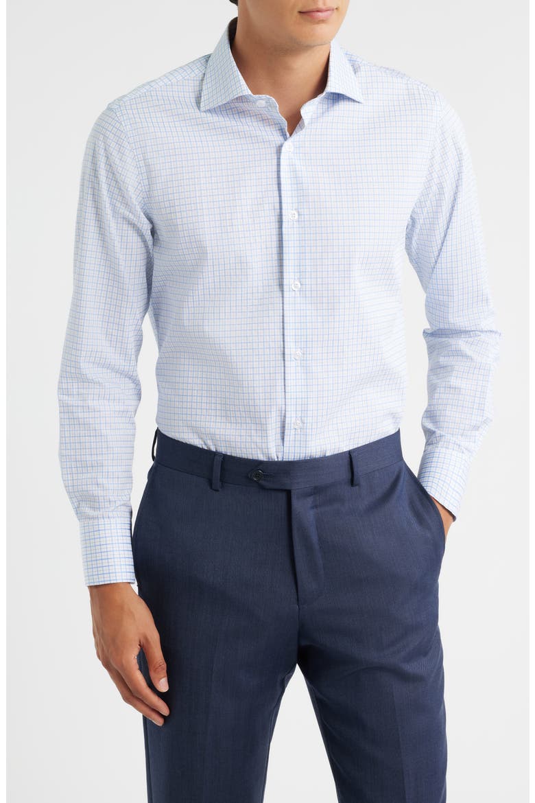 Plaid Dress Shirt, Main, color, LIGHT BLUE