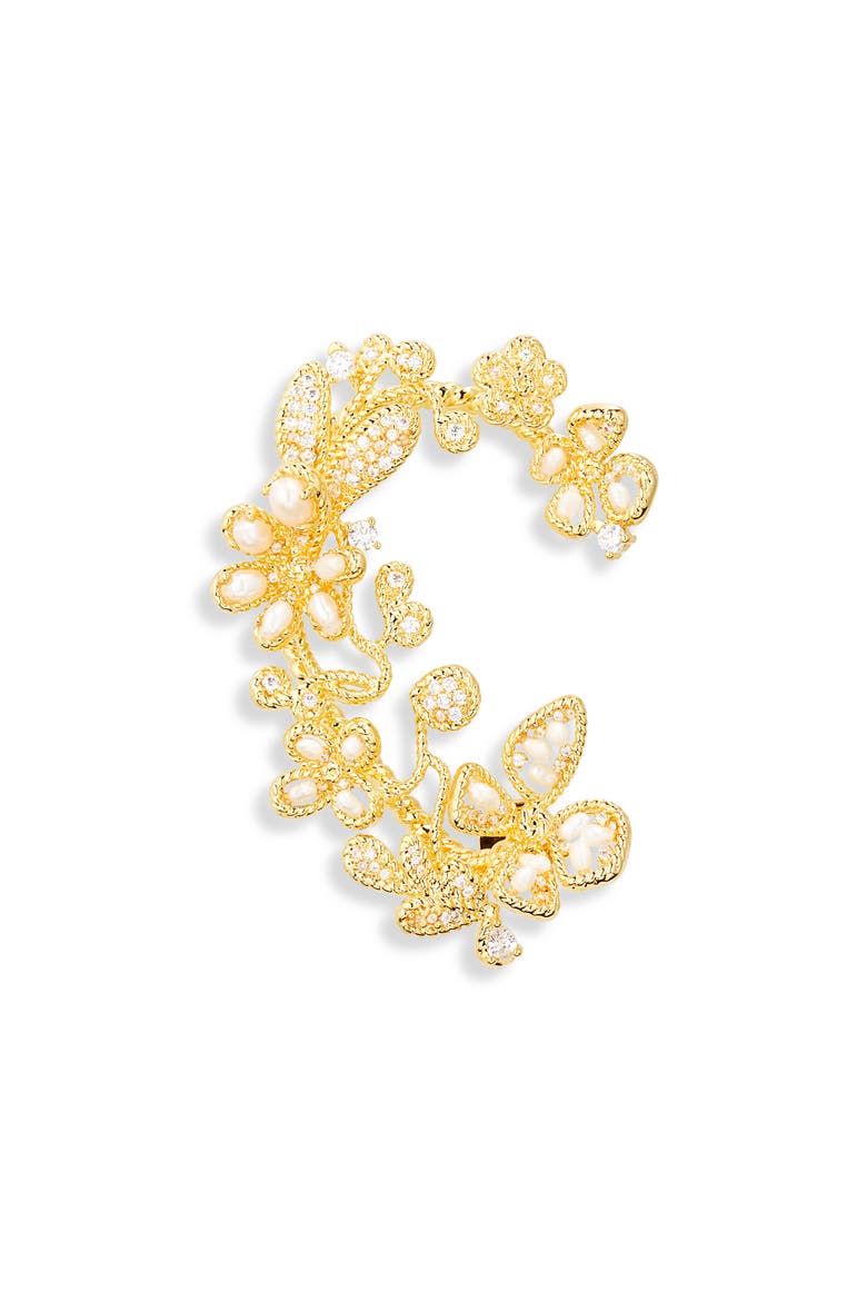 Bloom Freshwater Pearl Ear Climber, Main, color, GOLD/ PEARL