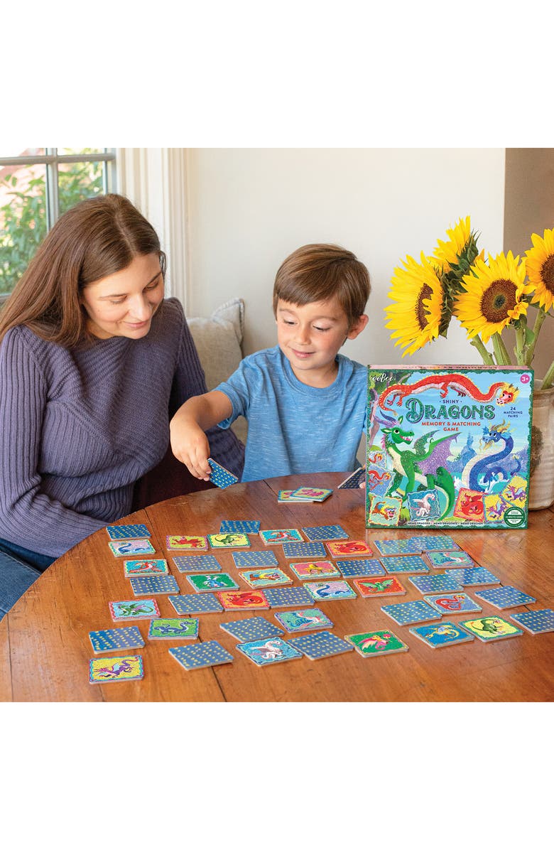 eeBoo Dragons Shiny Memory & Matching Card Game, Alternate, color, Multi