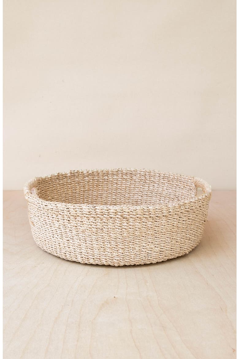 Round Tray with Cutout Handles, Alternate, color, Natural
