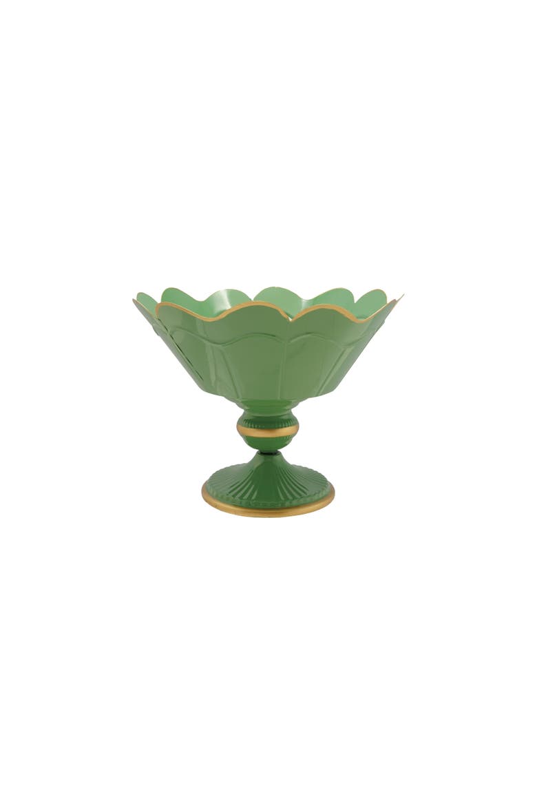 Scalloped Metal Footed Planter, Main, color, Gold and Mint