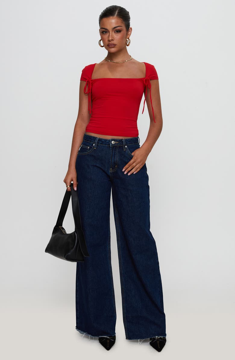 Princess Polly Daena Tie Accent Square Neck Top, Alternate, color, Red