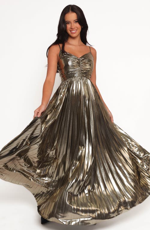 Petal And Pup Petal & Pup Naira Pleated Maxi Dress In Gold