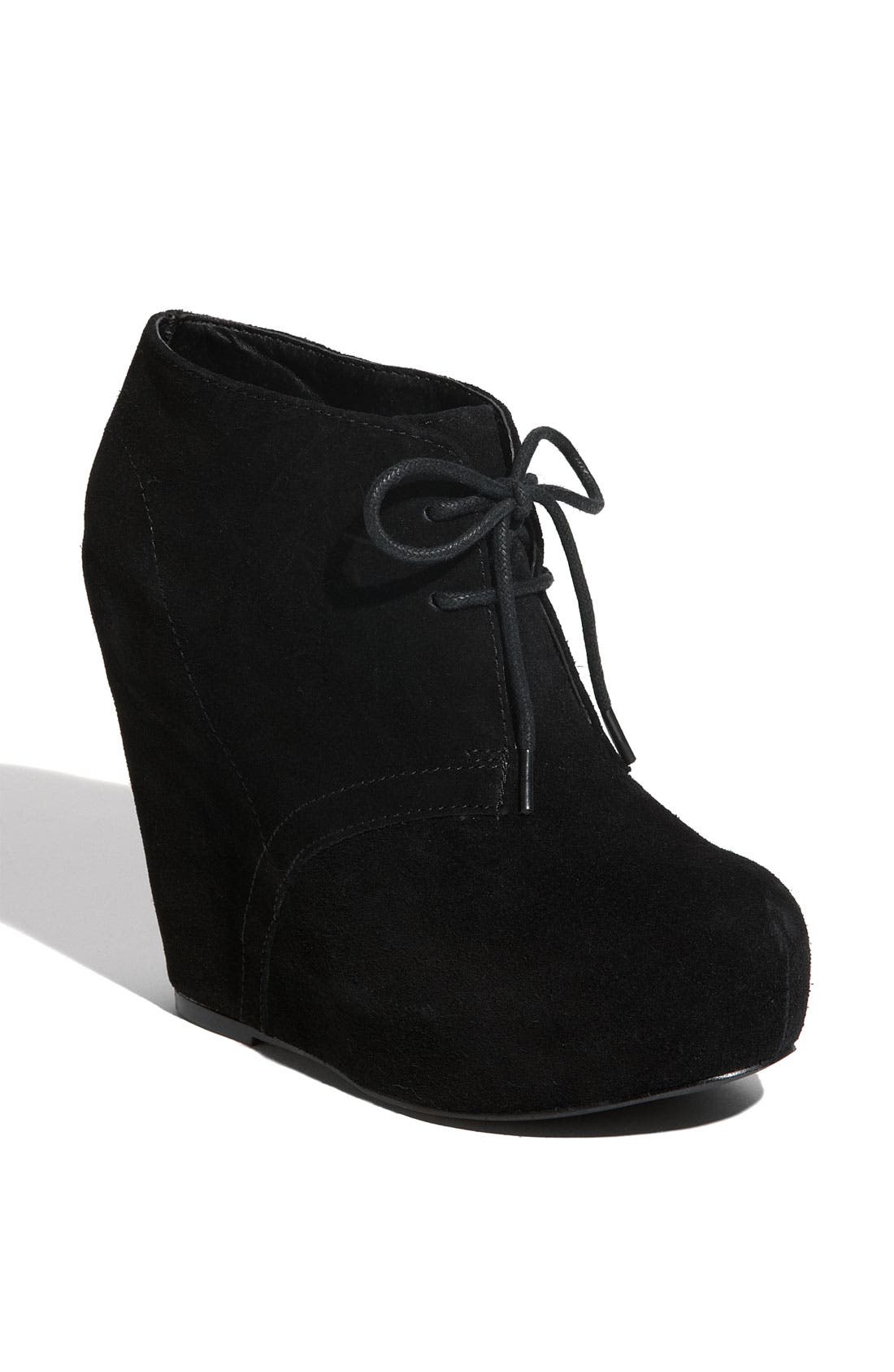 'Annnie' Wedge Bootie, Main, color, BLACK SUEDE