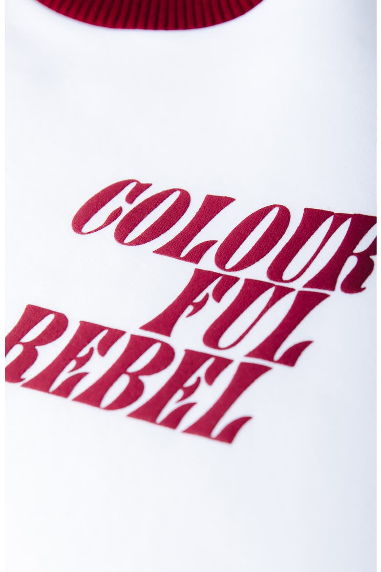 Logo Contrast Rib Dropped Shoulder Sweat, Alternate, color, White