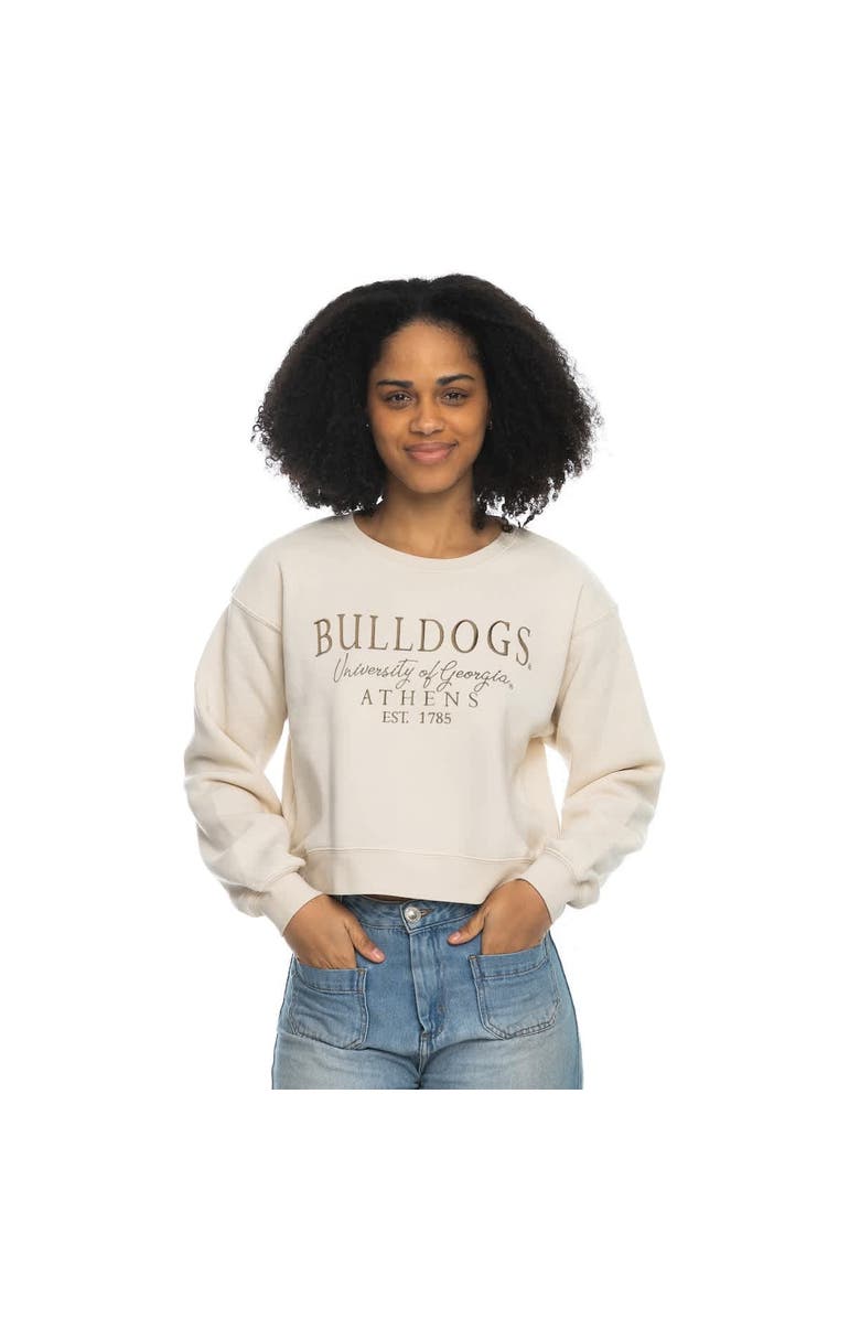 ZOOZATZ Women's ZooZatz Tan Georgia Bulldogs Cropped Crewneck Sweatshirt, Main, color, Tan