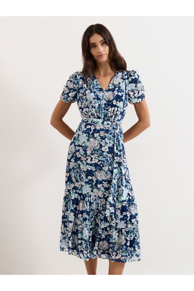 Azalea Floral Dress, Main, color, Indigo
