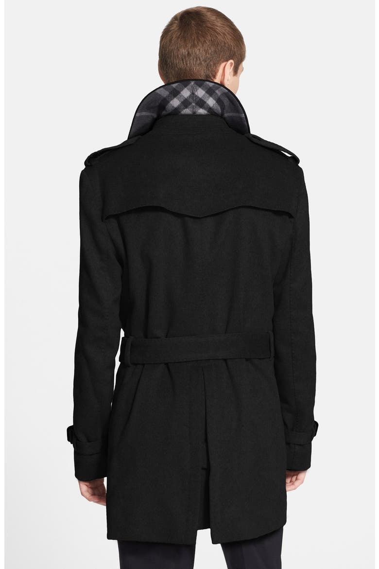 London 'Britton' Double Breasted Trench Coat, Alternate, color, BLACK