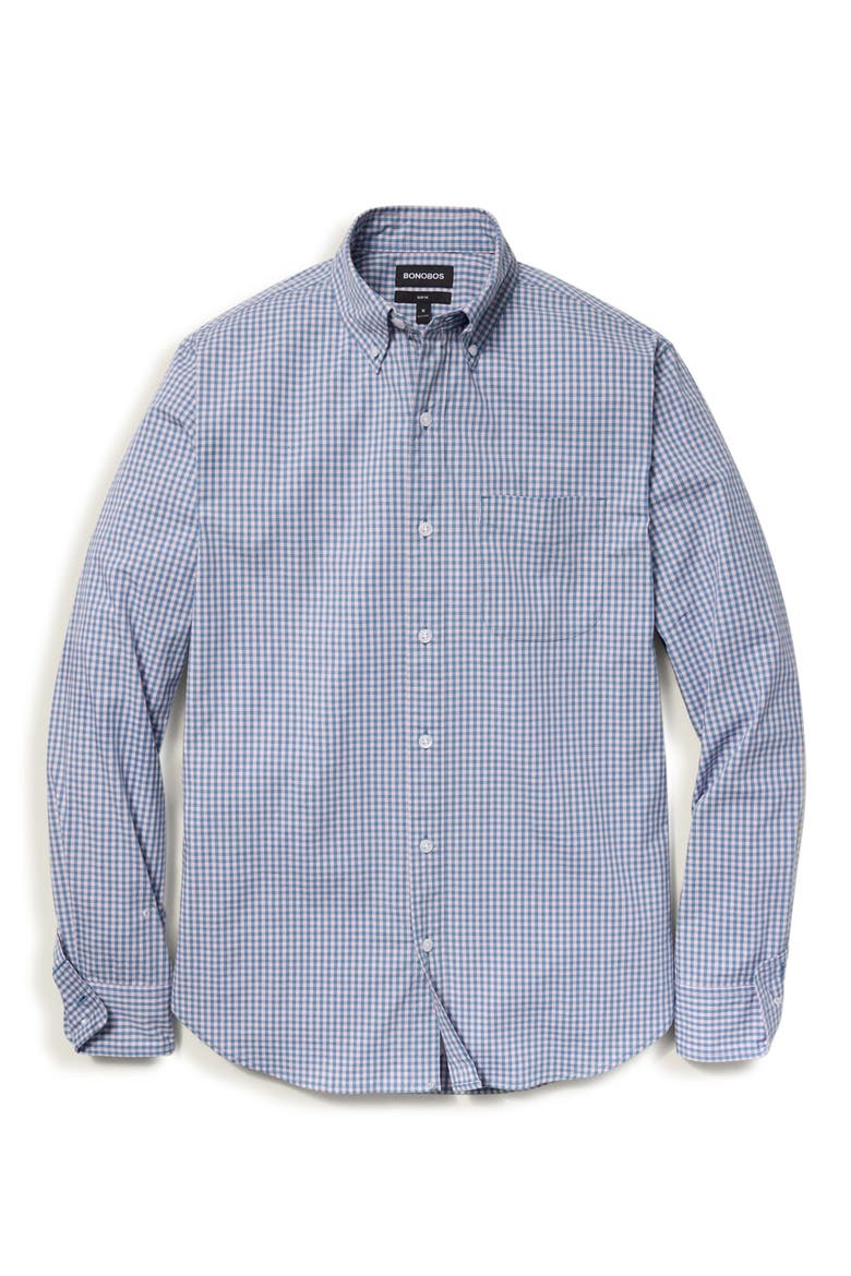 Raliegh Slim Fit Gingham Check Button Down Shirt, Alternate, color, BLUE/ PINK
