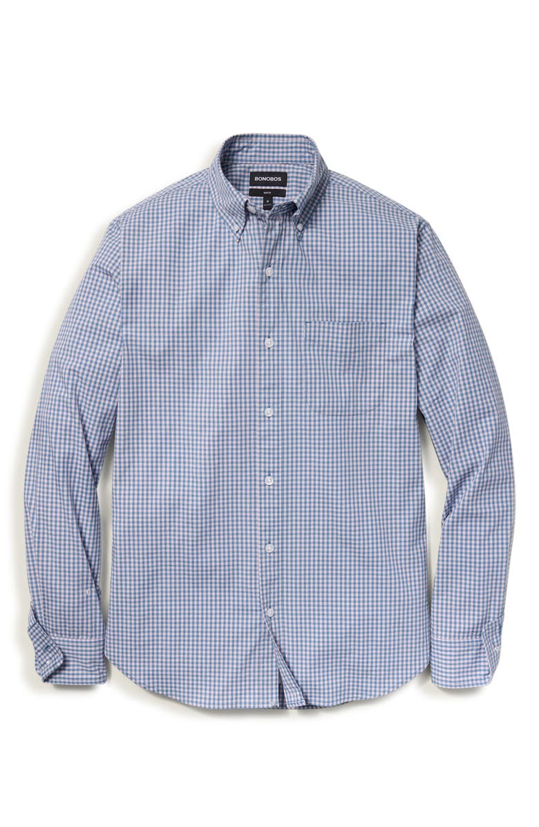 Bonobos Raliegh Slim Fit Gingham Check Button Down Shirt, Alternate, color, Blue/ Pink