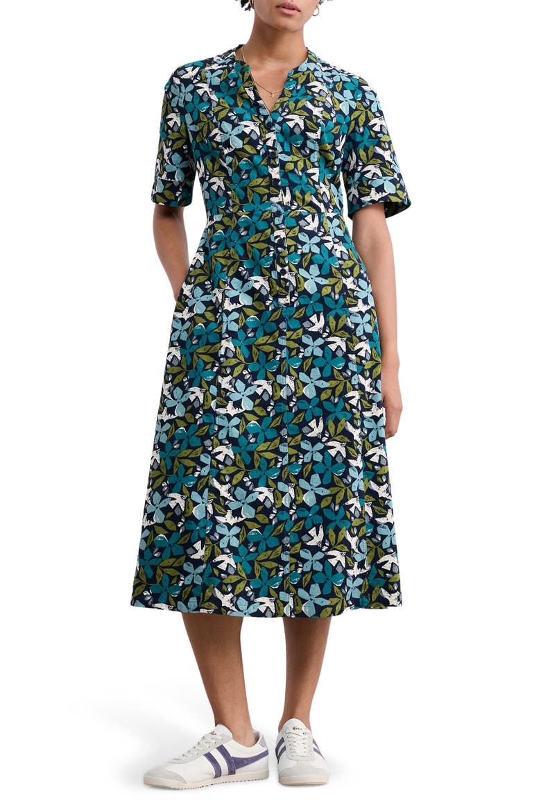 Wightwick Floral Organic Cotton Denim Midi Dress, Main, color, HEADLAND COLLAGE MIX