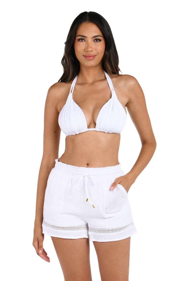 Beach Cotton Cover-Up Shorts, Alternate, color, WHITE