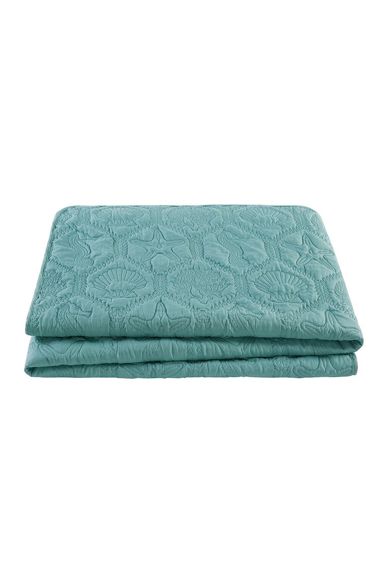 Shore Embossed Quilt Set - Queen, Alternate, color, BLUE