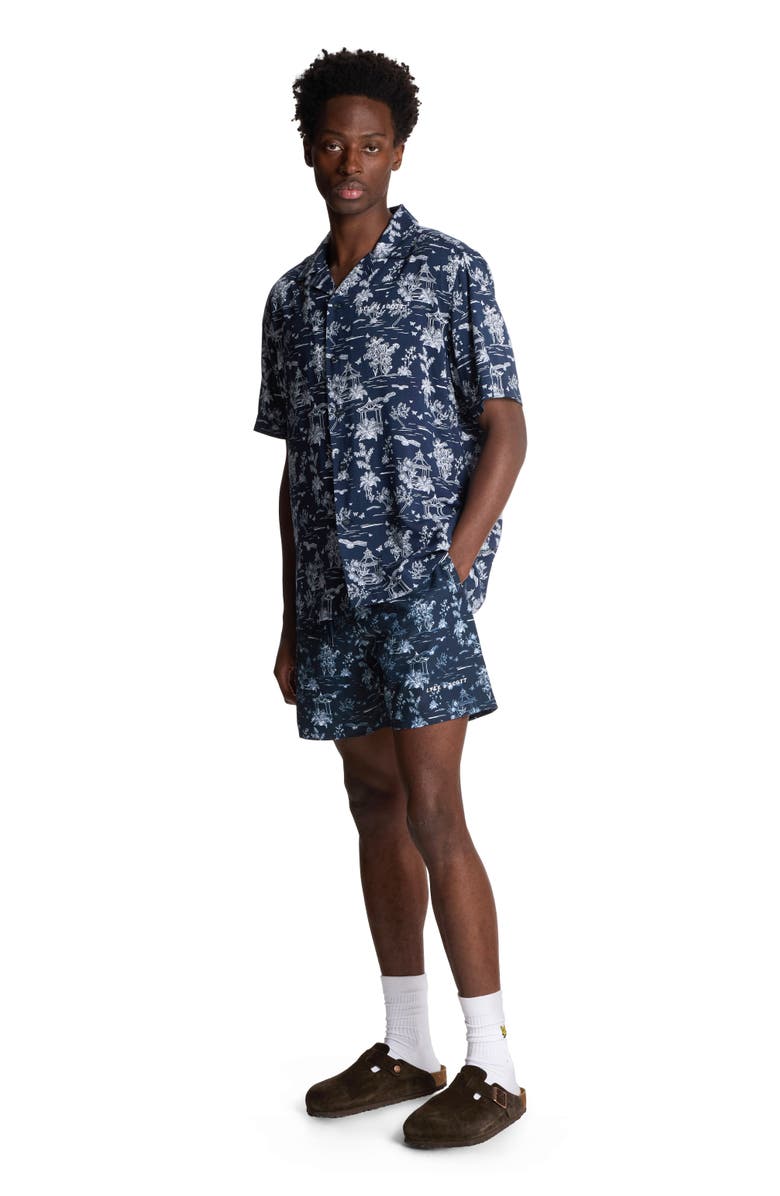 Lyle & Scott Botanical Garden Print Resort Shirt, Main, color, Dark Navy