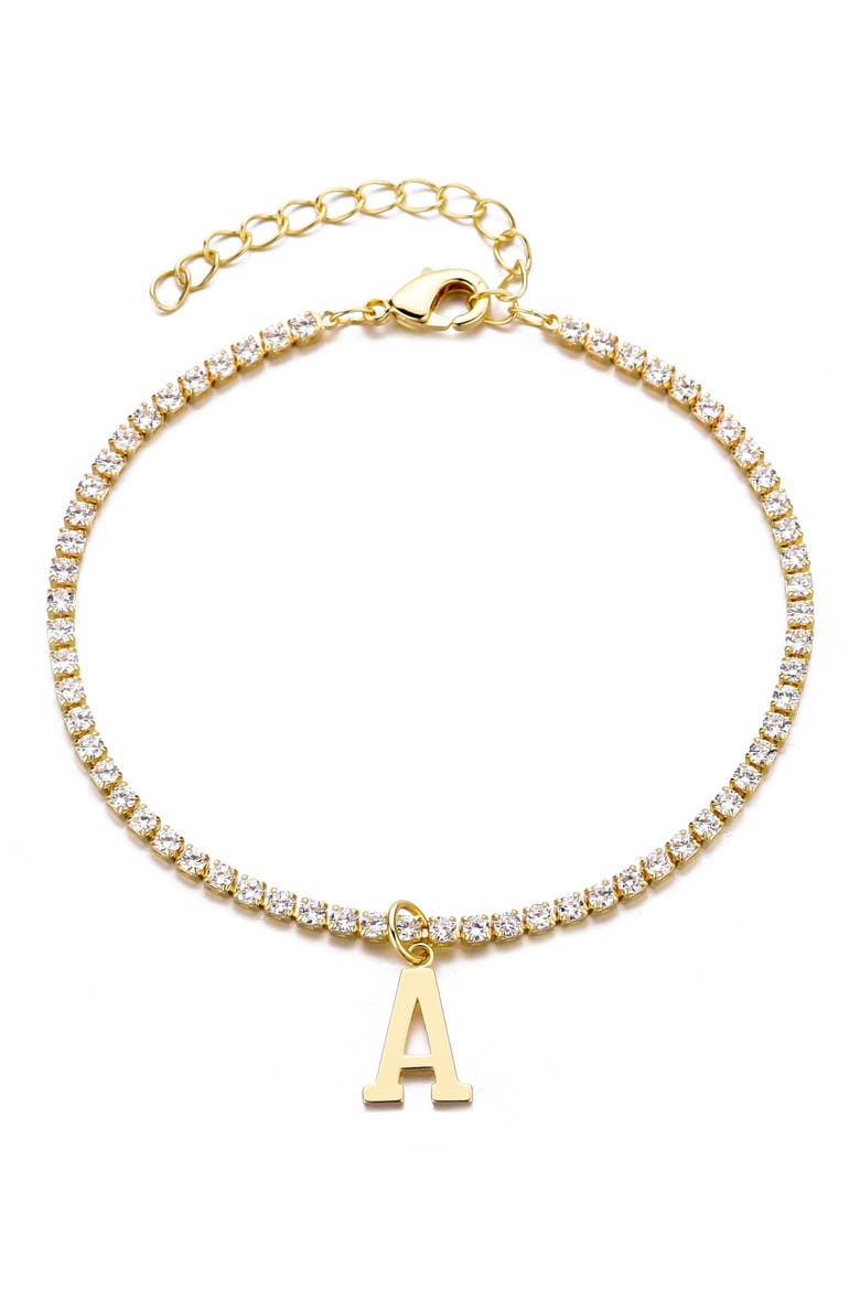 Initial Charm Tennis Bracelet, Main, color, GOLD-A
