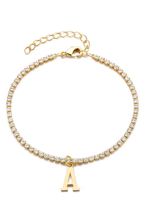 Initial Charm Tennis Bracelet