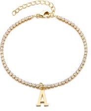 Adornia Initial Charm Tennis Bracelet