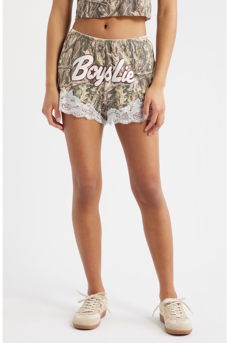 Starlight Camo Lace Trim Shorts, Main, color, MULTI