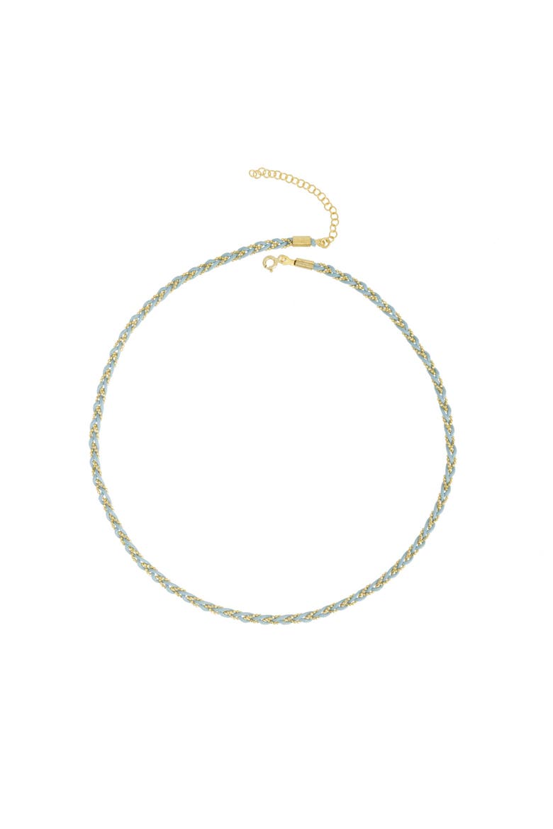 Handmade Rope Braided Sterling Silver Beaded Chain Necklace, Main, color, Light blue