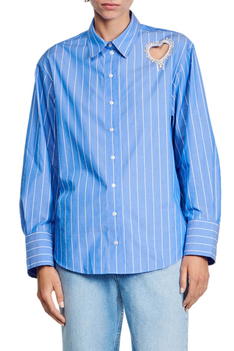 Lovely Heart Cutout Stripe Button-Up Shirt (Women) | Nordstrom