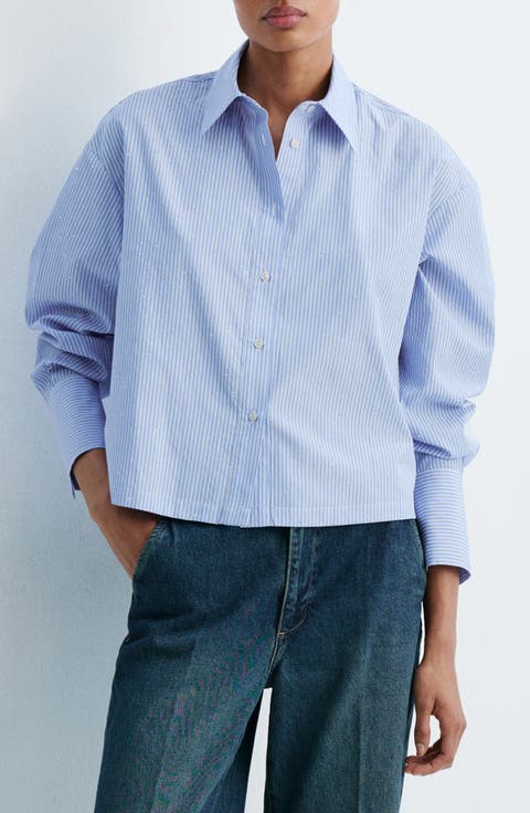 Rhinestone Stripe Button-Up Shirt