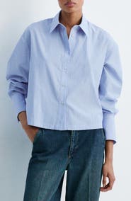 MANGO Rhinestone Stripe Button-Up Shirt