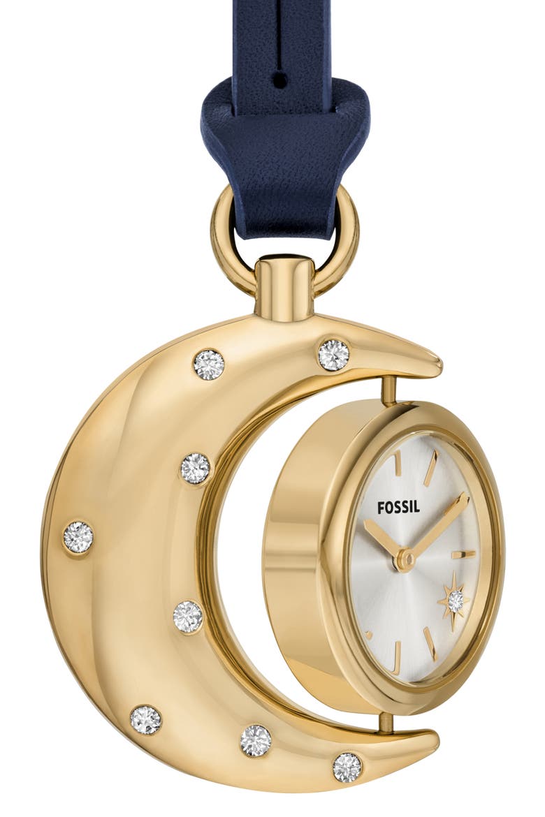 Crescent Moon Watch Bag Charm, Alternate, color, GOLD/ NAVY
