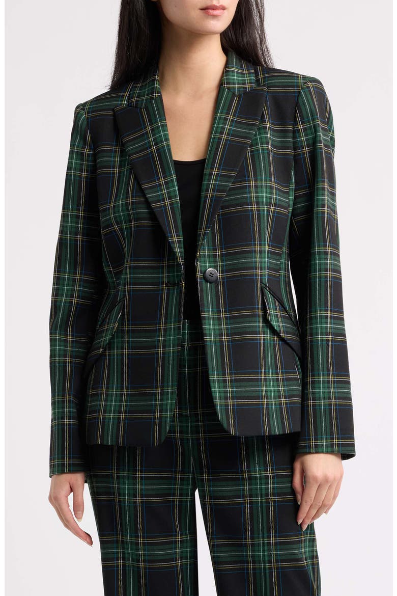 Plaid One-Button Blazer, Main, color, WINTER PIN