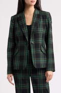 Tahari ASL Plaid One-Button Blazer