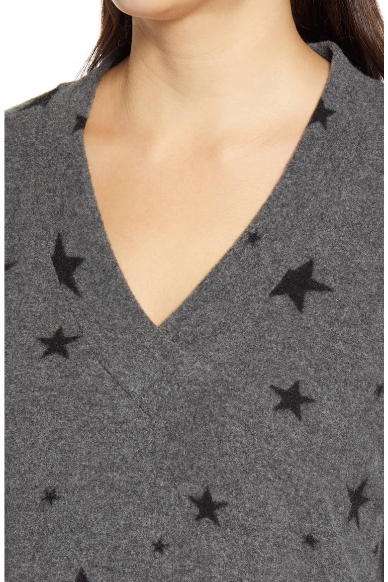 Star V-Neck Top, Alternate, color, CHARCOAL