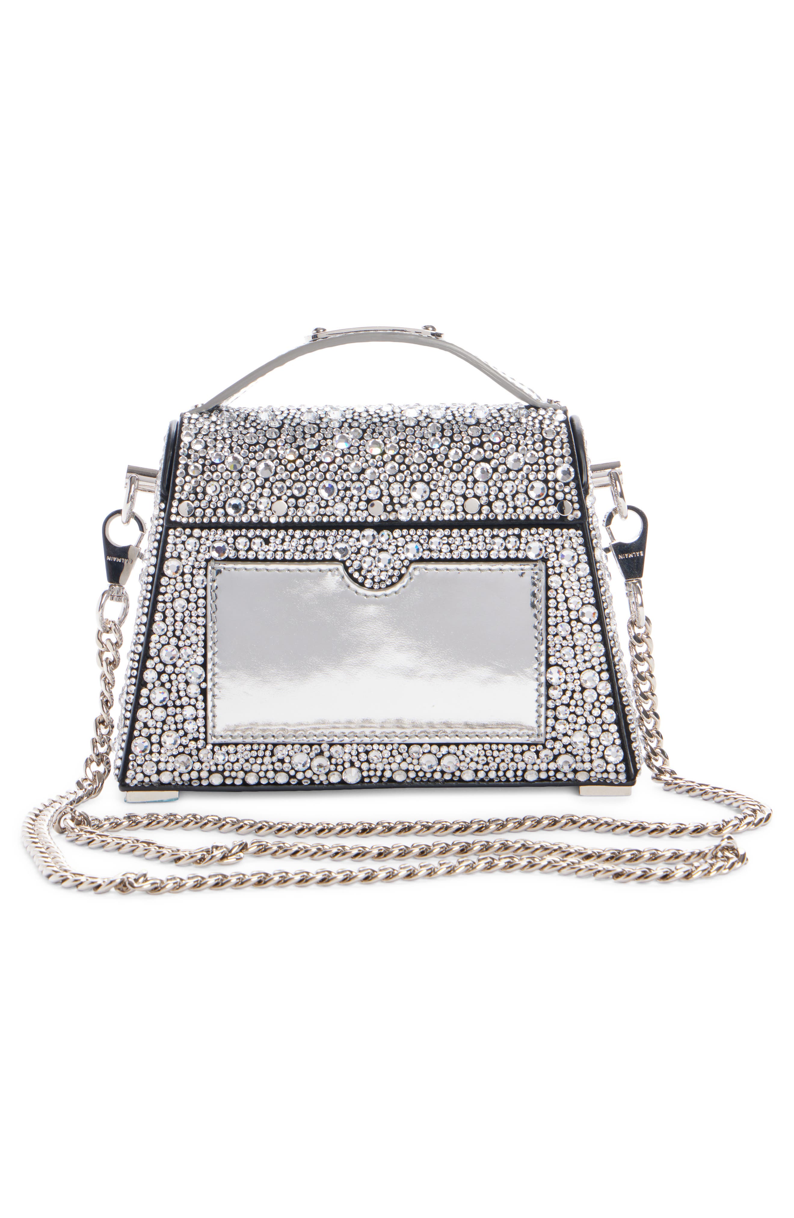 Balmain B-Buzz Dynasty Crystal Embellished Top Handle Bag, Alternate, color, 