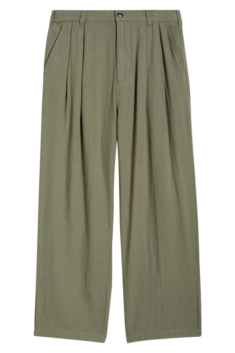 Foster Pleated Linen Blend Pants, Alternate, color, SMOKEY OLIVE