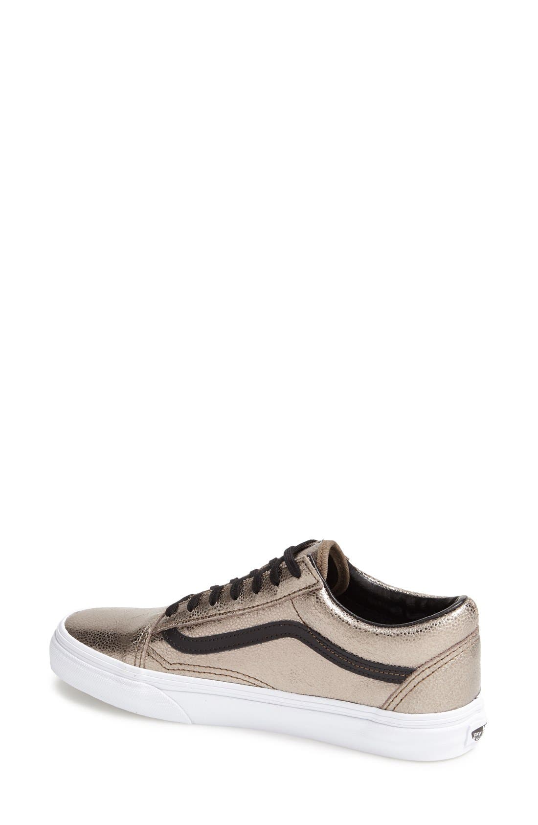 'Old Skool' Metallic Leather Sneaker, Alternate, color, BRONZE/ BLACK LEATHER