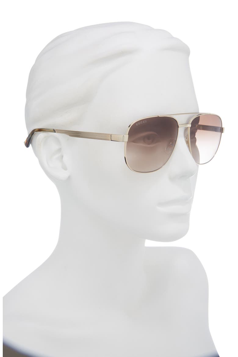 60mm Aviator Sunglasses, Alternate, color, GOLD GOLD BROWN